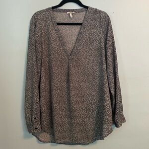 Joie Floral Long Sleeve Blouse Top Black White Flowers Hi Lo Hem Size Small